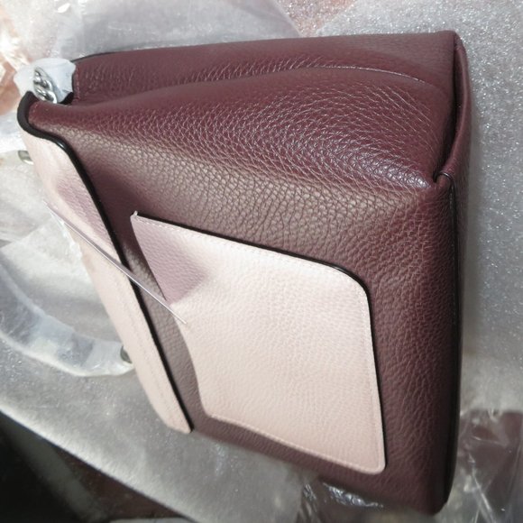 COACH Tammie Shoulder Bag In Colorblock Burgundy Pink Silver Hardware - Picture 12 of 15